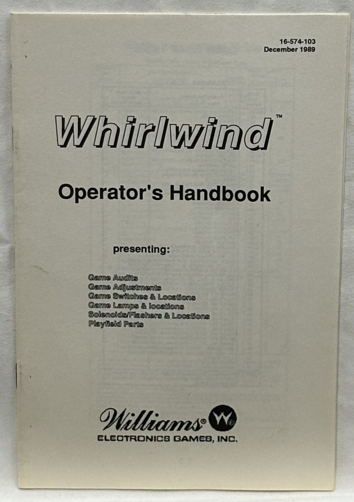 ORIGINAL-WILLIAMS-WHIRLWIND-OPERATIONS MANUAL-OPERATORS HANDBOOK