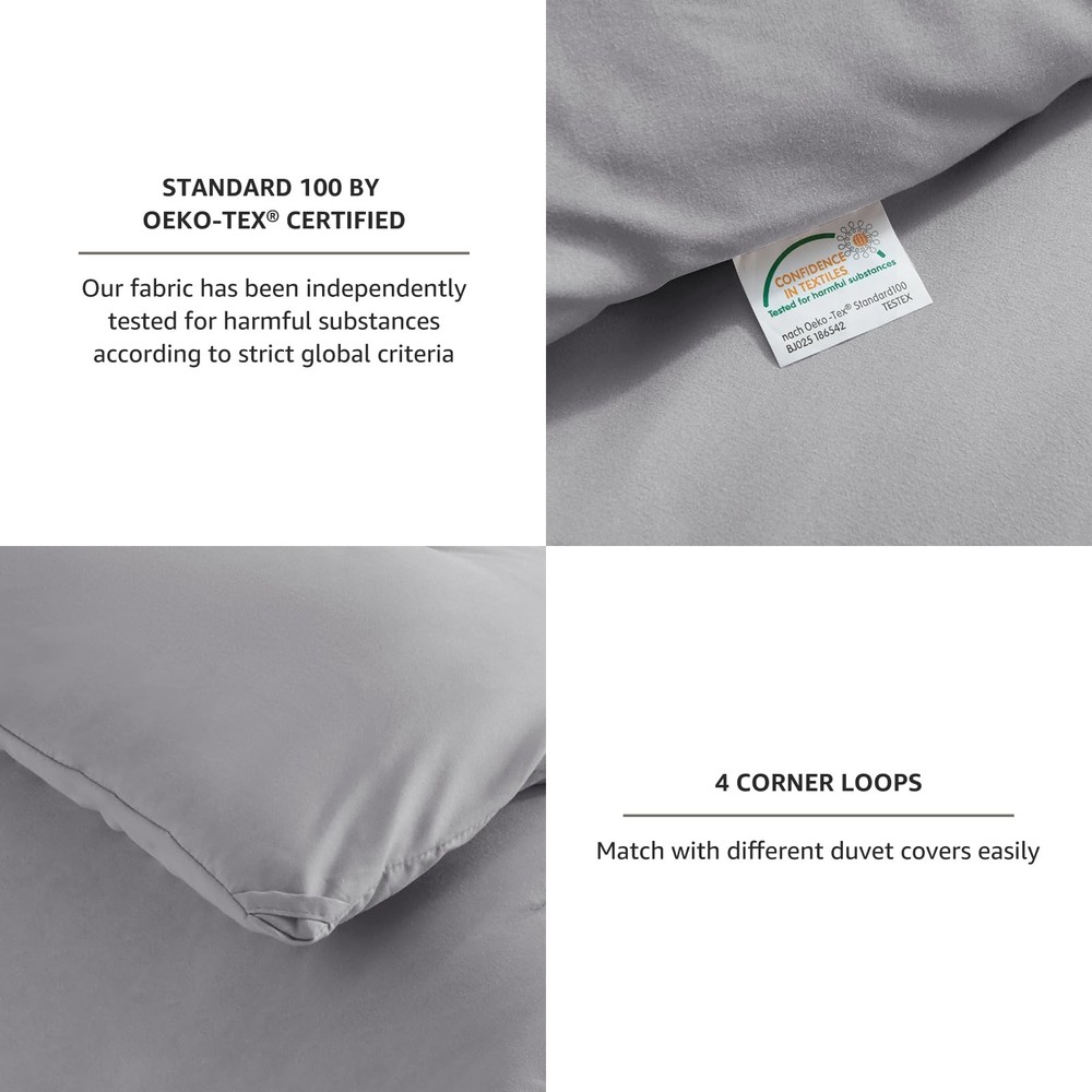 CozyLux Queen Comforter Set Grey, 3 Pieces Solid Comforters Queen, Grey