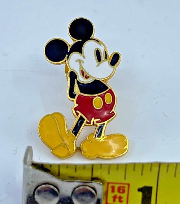Mickey Mouse Lapel Pin Hands Behind Back Pose CRACKS IN ENAMEL