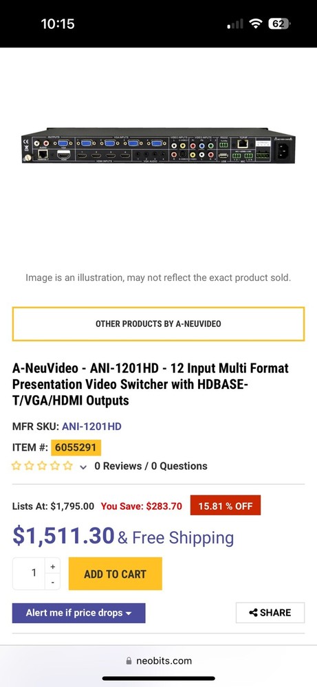 A-NeuVideo ANI-1201HD 12-Input Multi Format Presentation Video Switcher HDBASE