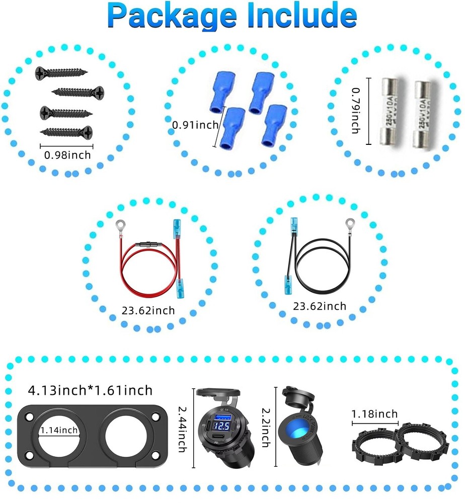 WNNBTOVN 2 in 1 Fast Car Charger Cigarette Lighter Socket Panel Digital Switch