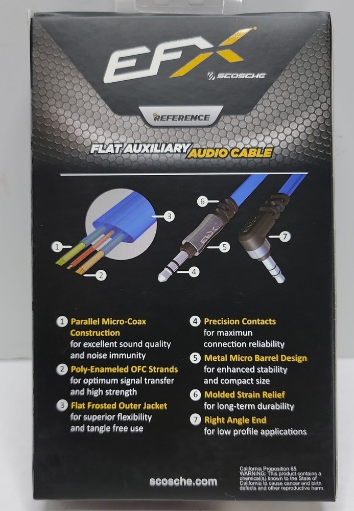 Scosche EFX 3ft Flat Auxiliary Audio Cable.