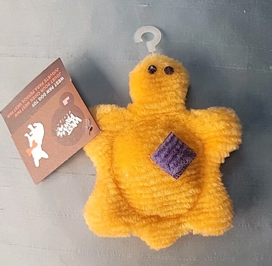 West Paw Small Tiny Turtle Yellow Squeaky Dog Toy