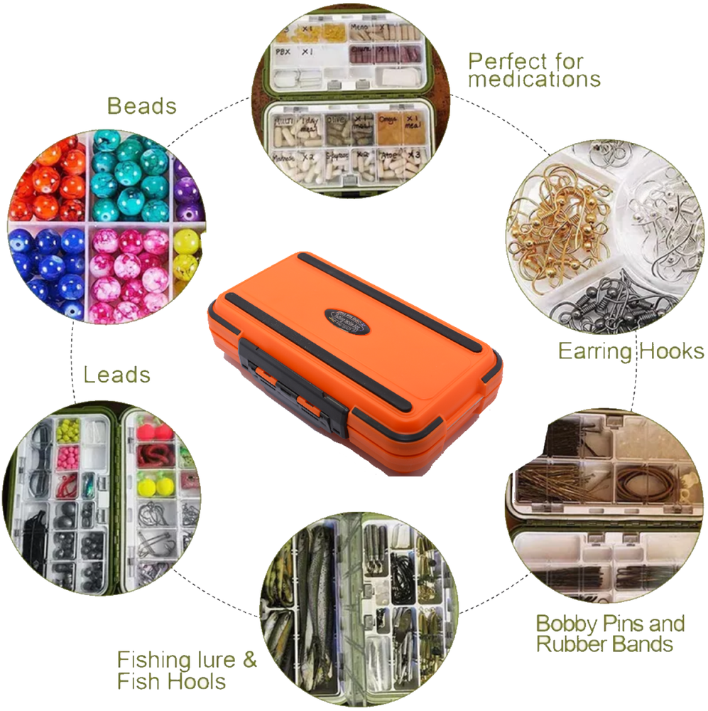 Fishing Tackle Box Lure Waterproof Compartments 2 Layer Storage Hard Case Hook