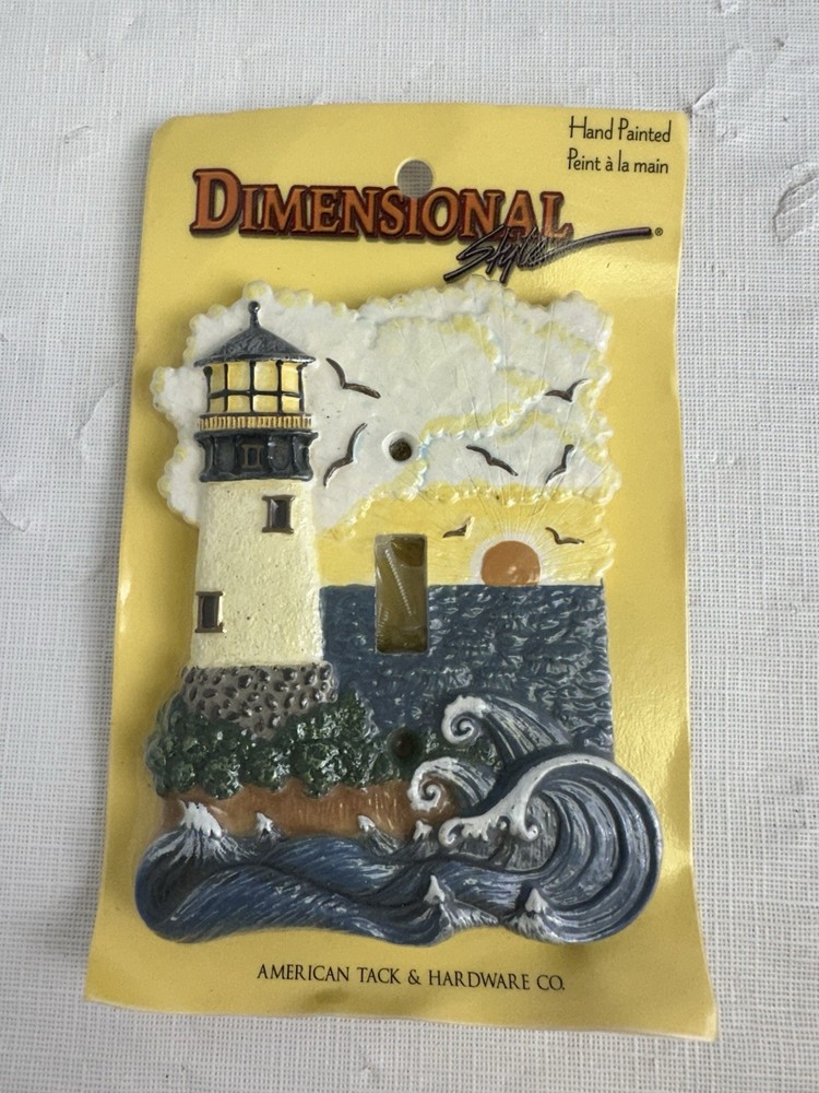 VTG Dimensional Style Hand Painted Beach Ocean Lighthouse Single Switch Plate