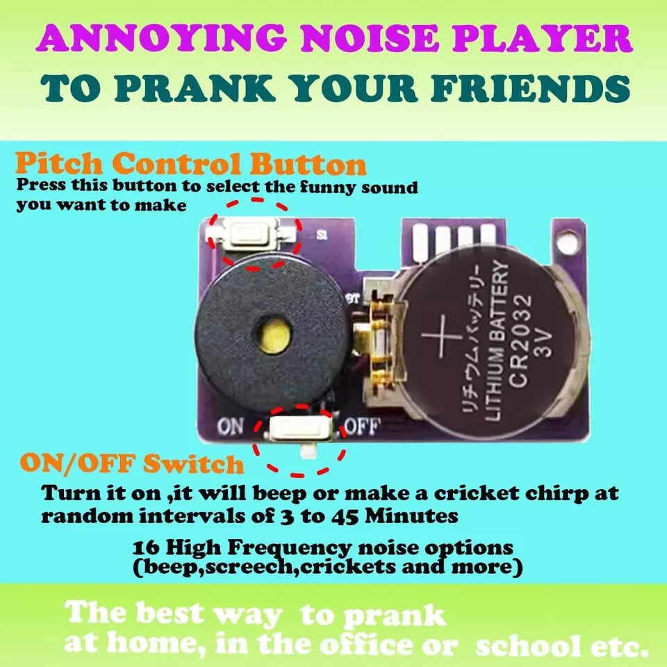 3Pcs Prank Device, Cricket Noise Maker Prank Beeping for Several Months Hidden S