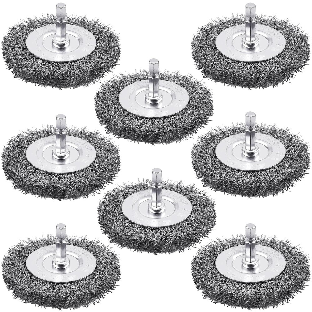 Supkiir 8 Pack 3inch Wire Wheel Brush for Drill, Drill Silver