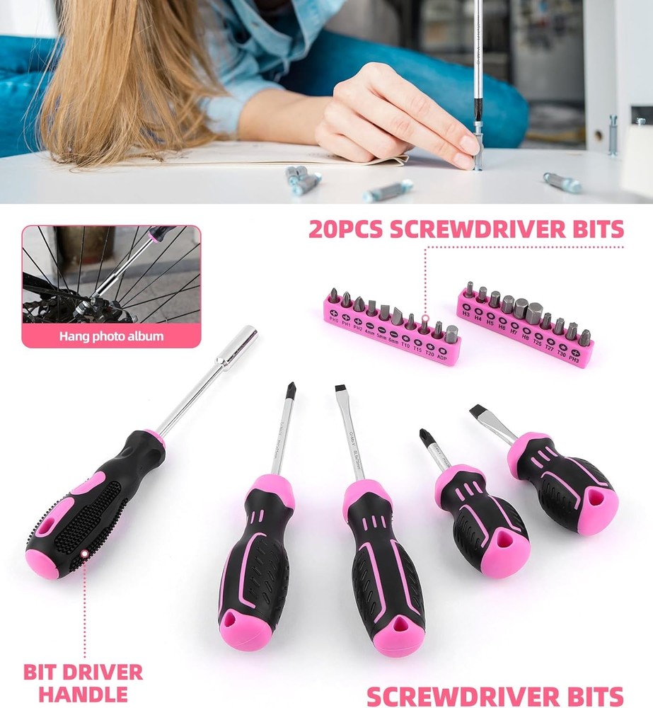 123 Piece Pink Home Repair Tool Kit