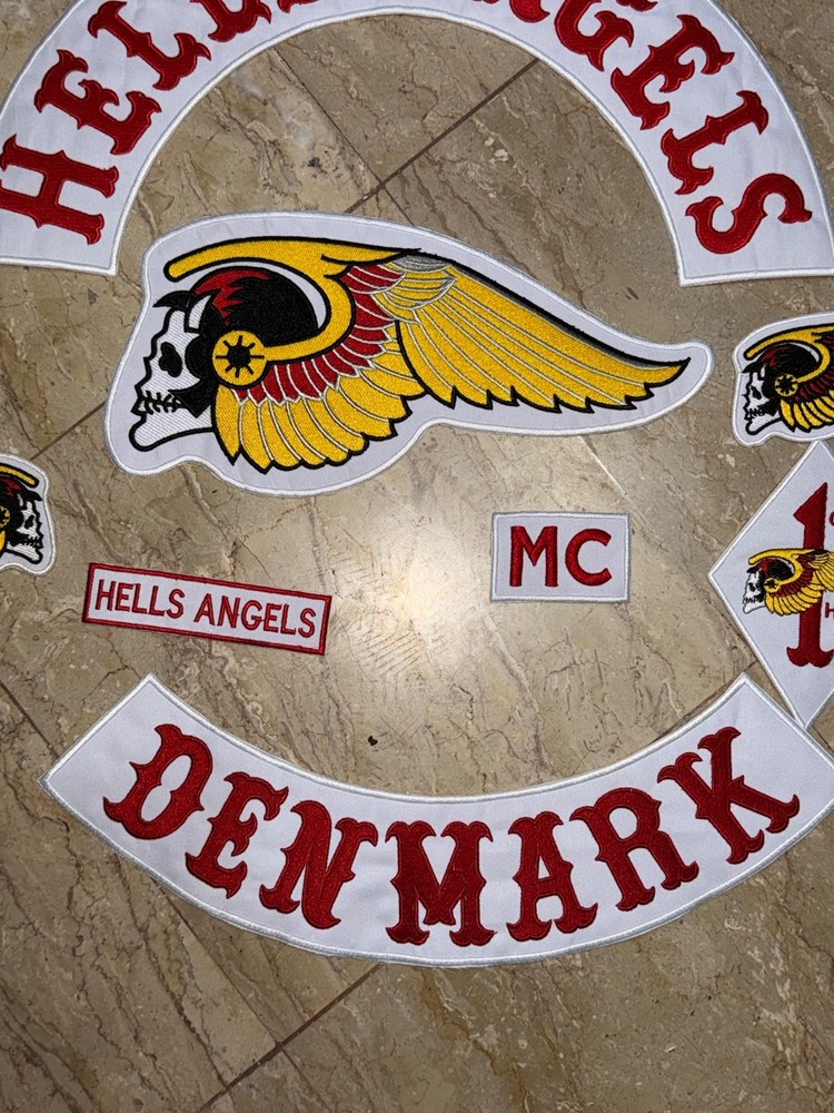 Hell Angels Denmark Biker Patch Set Skull Wing Full Back Patch MC Styl
