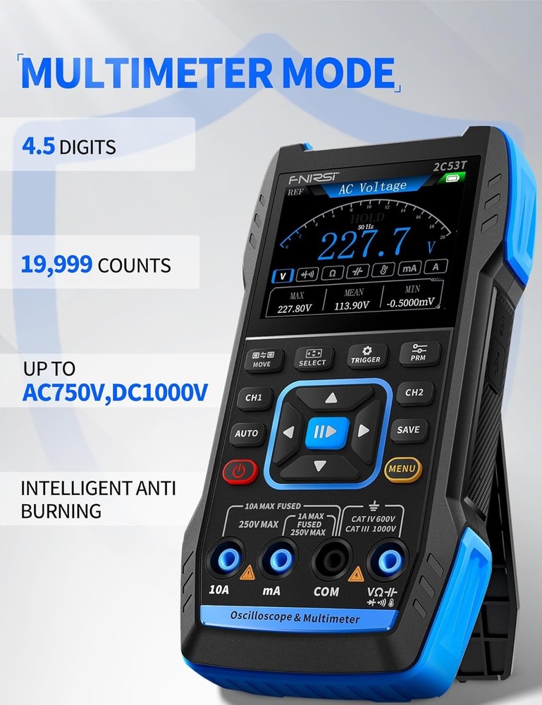 FNIRSI 2C53T Handheld Digital Oscilloscope Multimeter Function Signal Generator