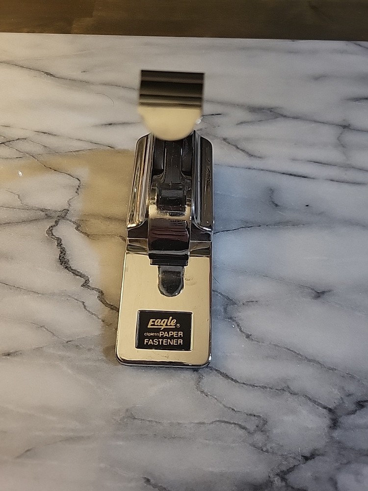 Heavy Chrome Metal Eagle Clipless Paper Fastener Stapleless Stapler