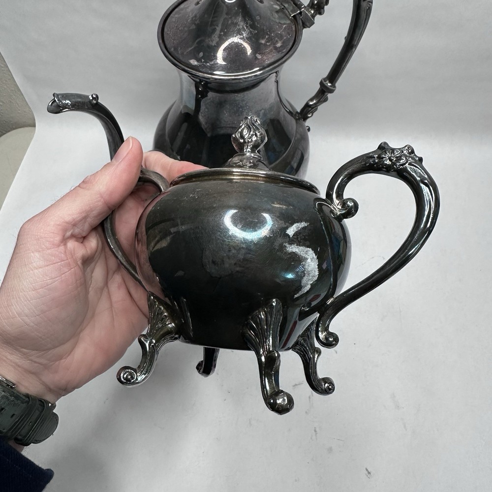 Vintage Sheridan Silverplate on Copper Tea & Coffee Service