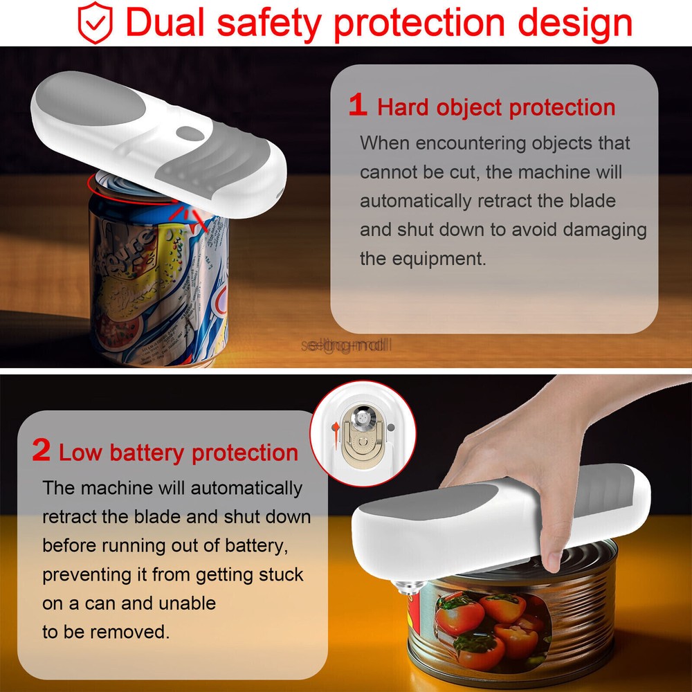 No Sharp Edge Rechargeable Electric Can Opener w/Replaceable Blade for All Cans