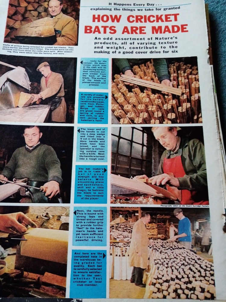 G1s Ephemera 1963  folded article making cricket bats