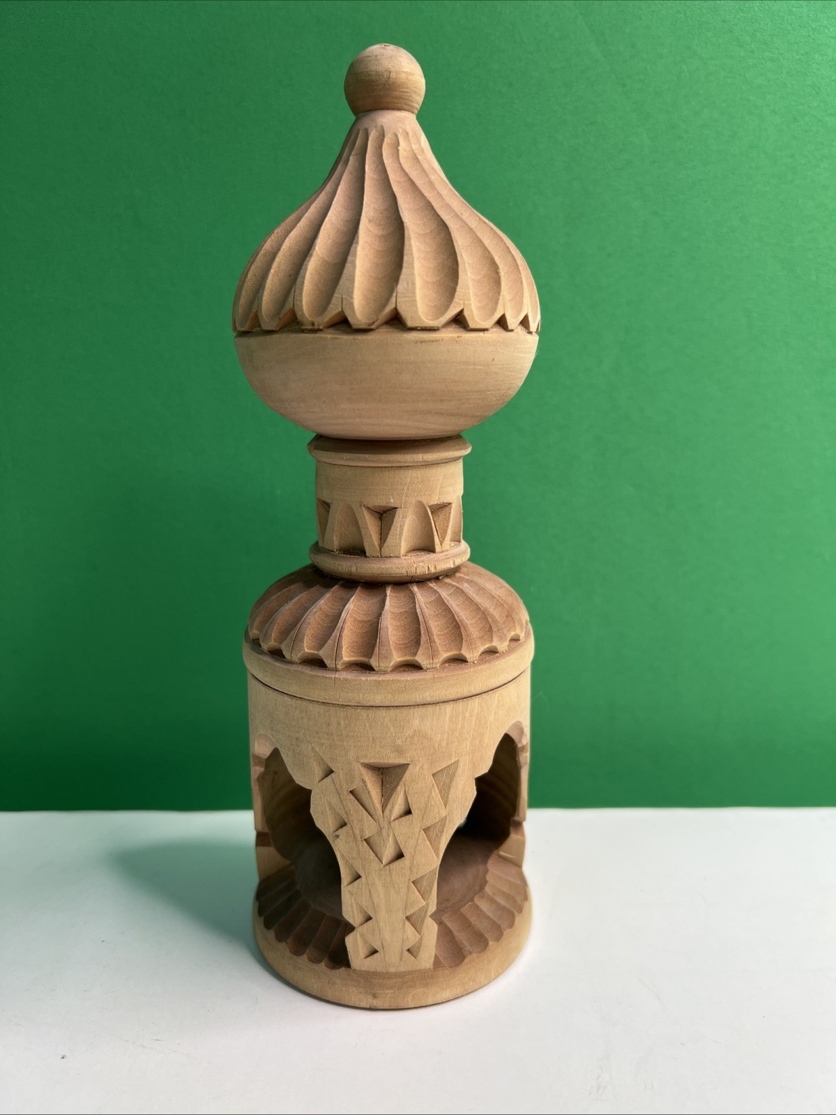 Vintage Hand Carved Wood Russian Bell Folk Art Souvenir 8.5 Inches