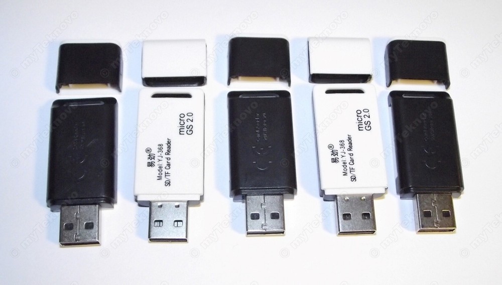 5x USB 2.0 Memory Card Reader Adapter SDXC SDHC SD Micro SD in White-Black