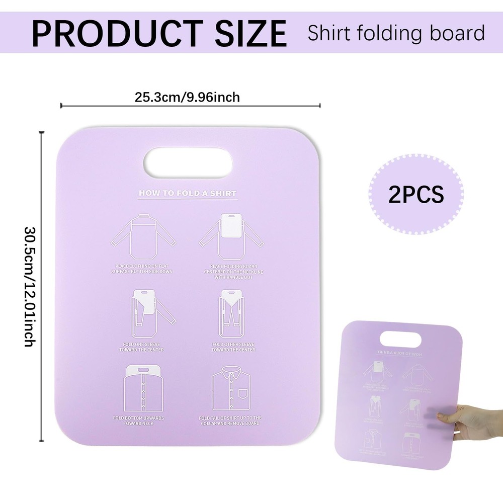2Pcs Shirt Folding Board, Portable Clothes Folder, Plastic Laundry Folders fo...