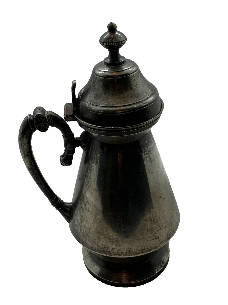 Victorian Syrup Pitcher Simpson Hall Miller Quadruple Plate Silverplate Beaded