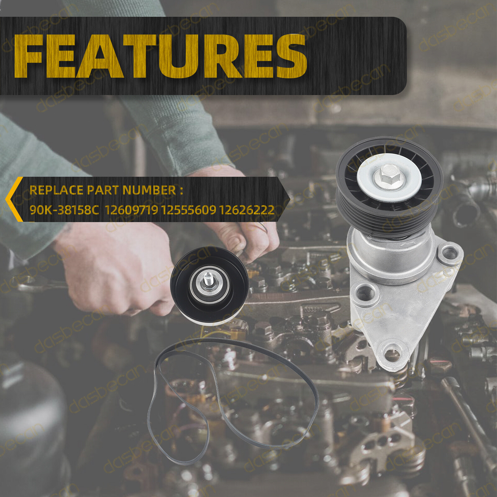 Engine Drive Belt Component Kit 90K-38158C For Chevy GMC Cadillac H2 2003-2008