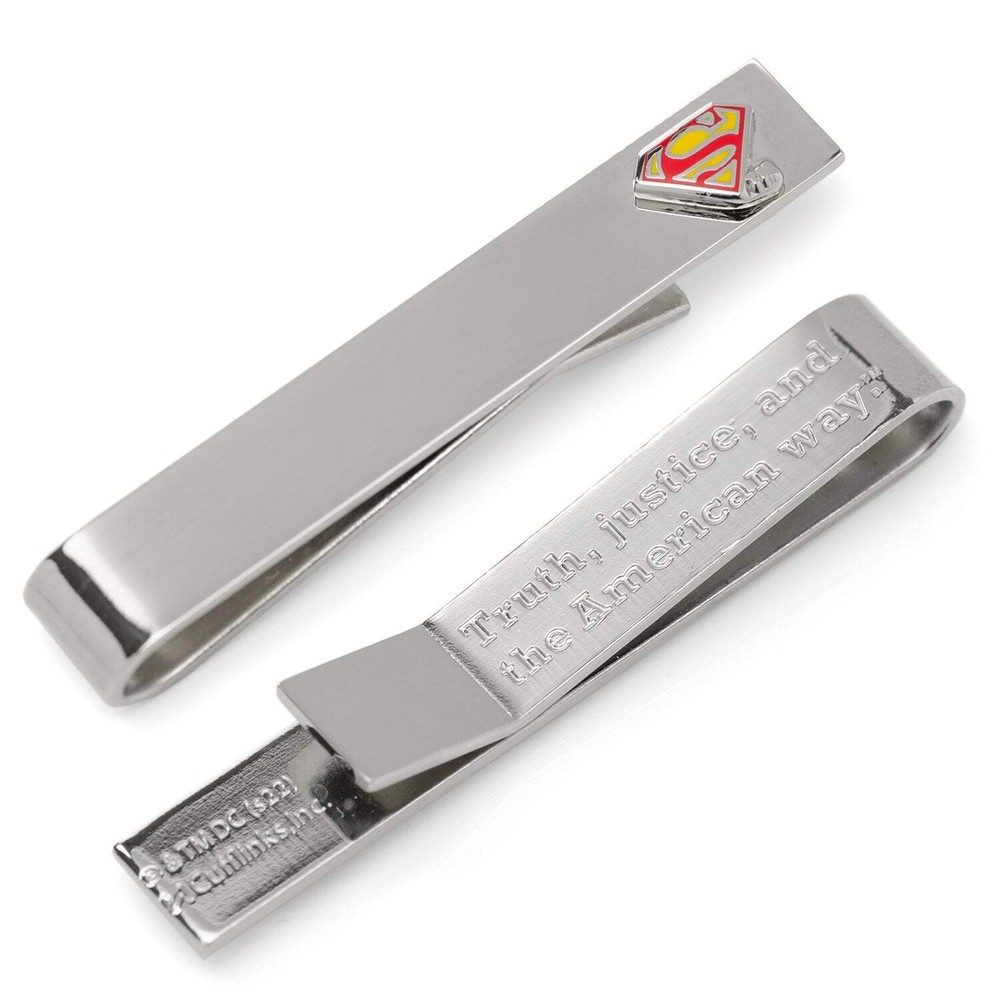 DC Superman Hidden Message Silver Tie Bar