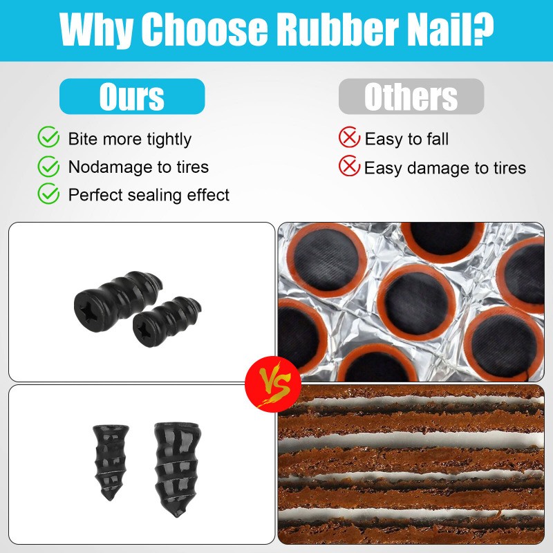60PCS Car Vacuum Tire Repair Nail Rubber Screw Nails+ Screwdriver Tool Set w/Box
