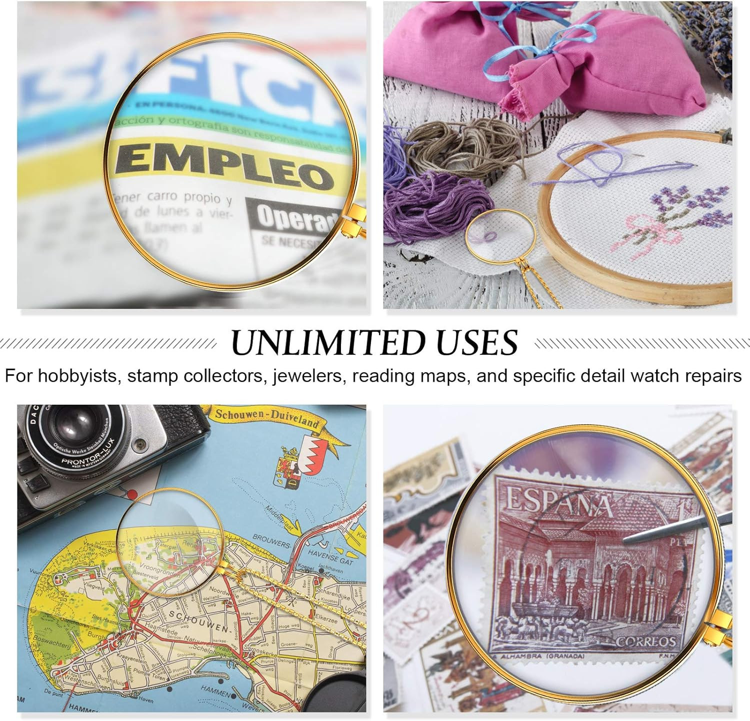 rOund Magnifying Glass Pendant magnifier Reader Necklace SILVER Chain 5x Loupe