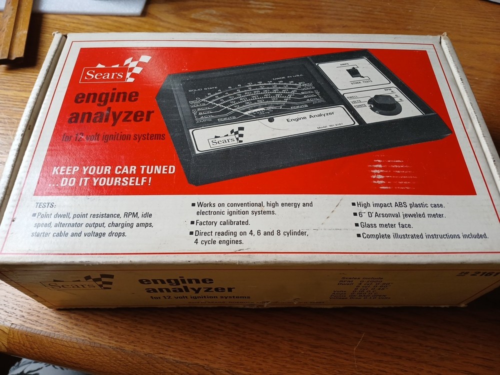 Vintage Sears Engine Analyzer 12 Volt Model 28 2161 Original Box