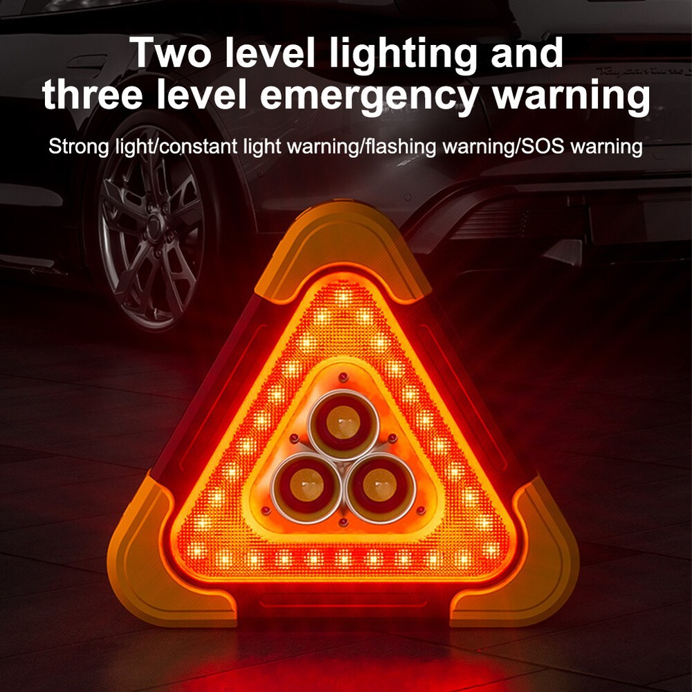 Foldable Car Emergency Triangle Warning Light Multi-Function LED Light Solar US
