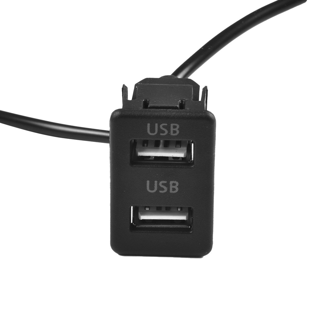 Dashboard Dual USB Port Extender Panel Interface with 145cm Cable for Car