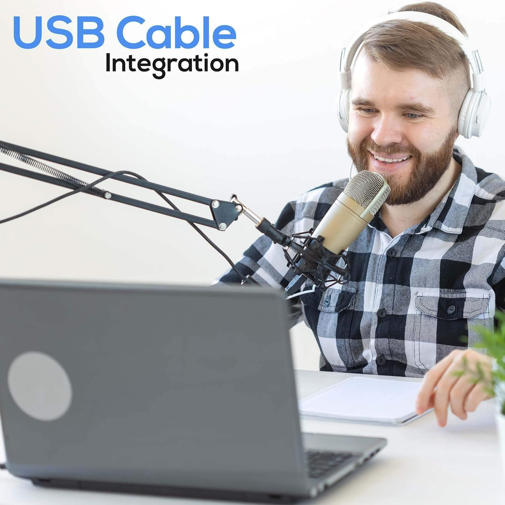 -PRO USB Suspension Boom Microphone Stand - Adjustable Compact USB Microphone Ar