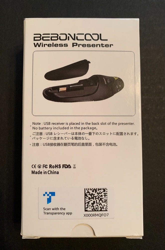 BEBONCOOL Wireless Presenter Remote 2.4GHz USB Control PowerPoint PPT Clicker