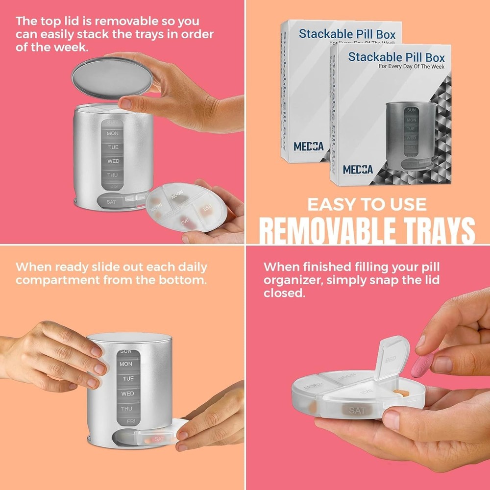 2-Pack Stackable Pill Organizers