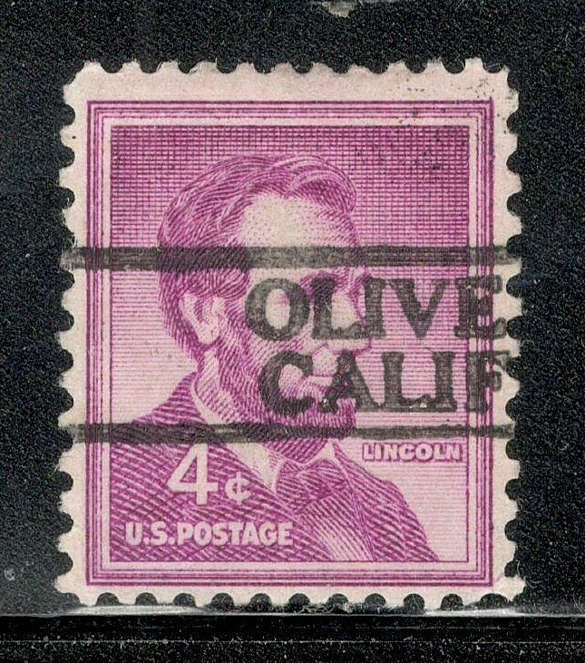 Sc # 1036 ~ 4 cent Liberty Issue, Precancel, OLIVE CALIF.