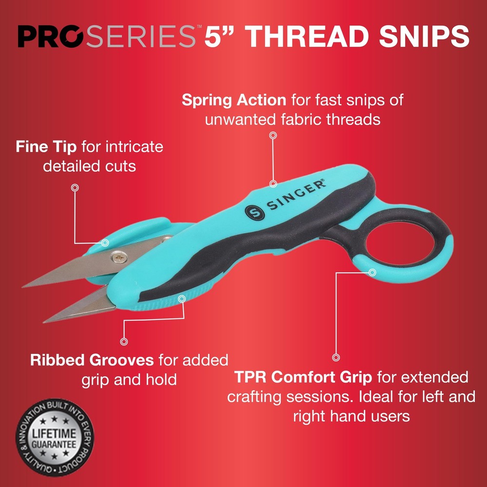 SINGER 00564 ProSeries Thread Snips, 5-Inch, 5" Teal