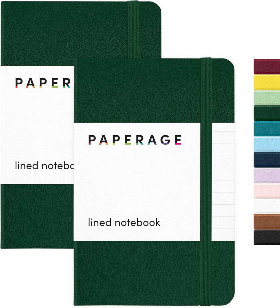Lined Pocket Journal Notebook, 2 Pack, (Dark Green), 160 Pages, Small Notebook,