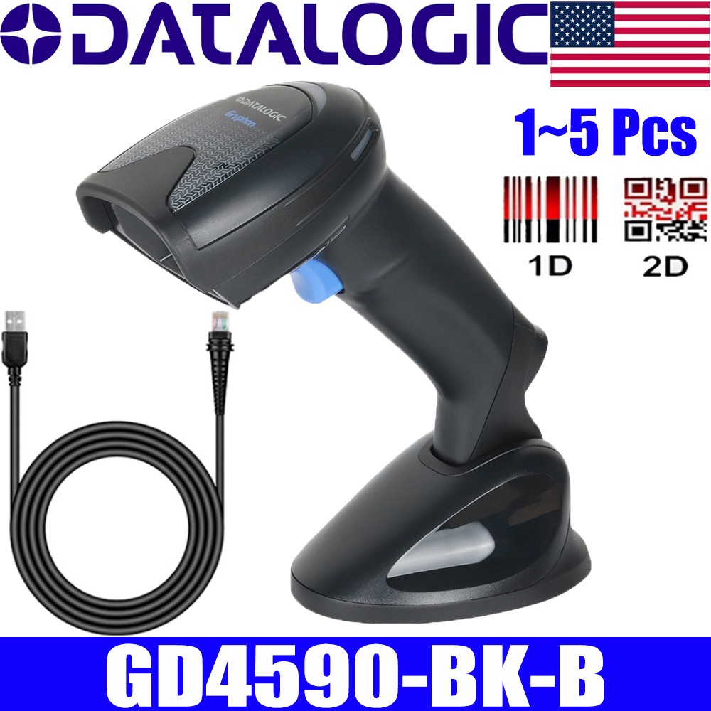 Datalogic Gryphon GD4590-BK-B 2D Barcode Scanner Reader with USB Cable & Base US