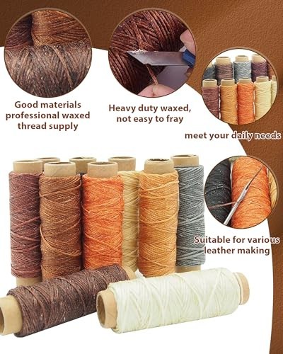 Leather Craft Kit for Beginners - Professional Tools, Waxed Thread, Groover & Pu