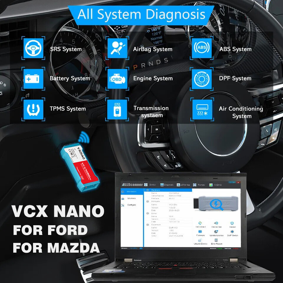 For Ford/Mazda VXDIAG VCX NANO Auto Scanner Diagnostic Configurate Tool WIFI/USB