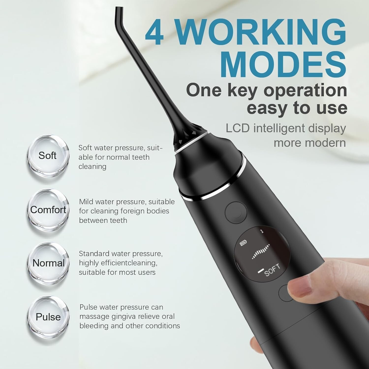 Cordless Rechargeable Water Dental Flosser Oral Irrigator with 4 Modes, 280mL