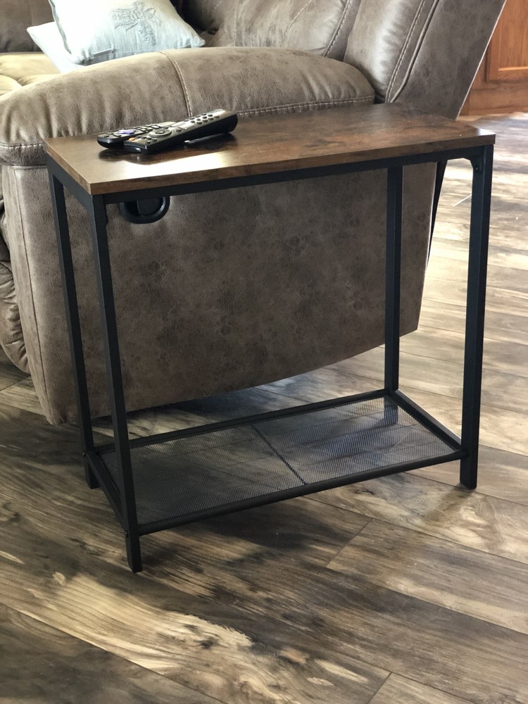 Nightstand| Side Table| Narrow Small End Table with Mesh Shelf