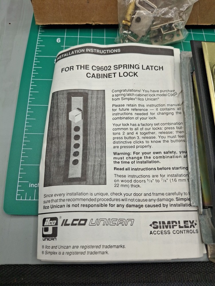 Simplex Kaba C9602 Cabinet Lock Satin Chrome Keypad Combination Lock