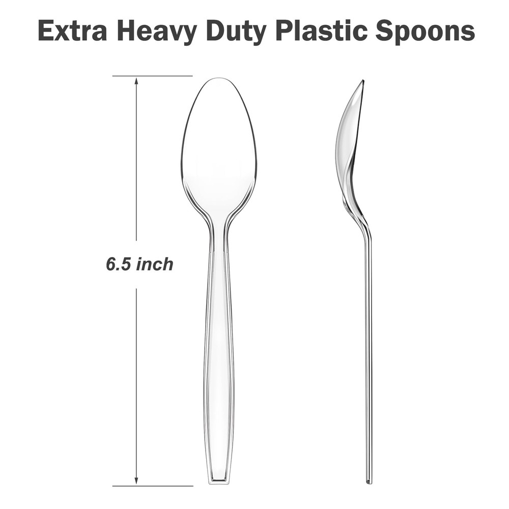100 Count Clear Plastic Spoons Disposable, BPA-Free, Heat Resistant, Solid an...