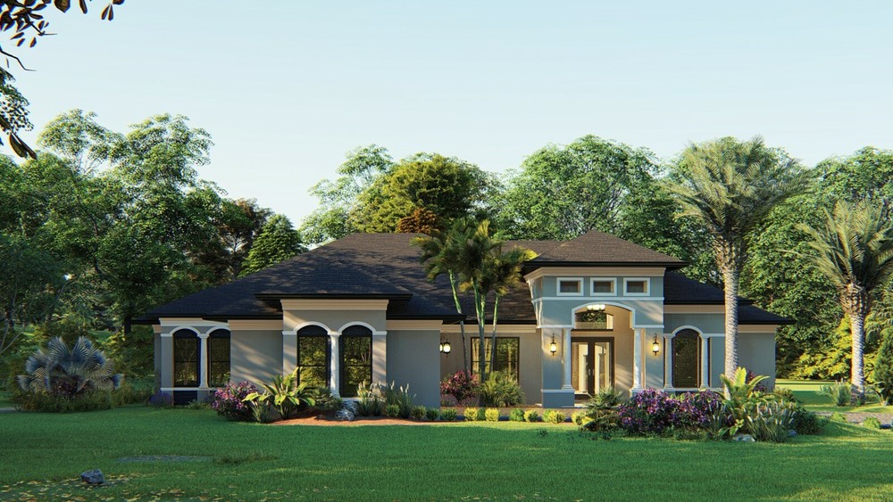 BLUEPRINTS MEDITERRANEAN HOUSE PLAN ARCHUP #104M