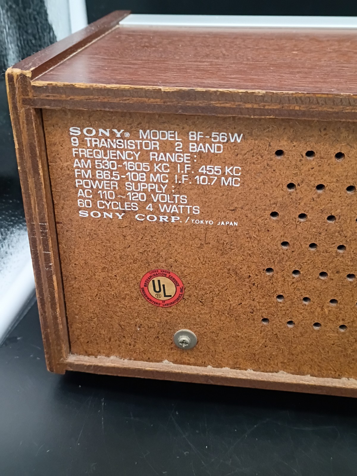 Vintage Sony 8F-56W AM FM 9 Transistor Table Radio Wood Cabinet Japan Working