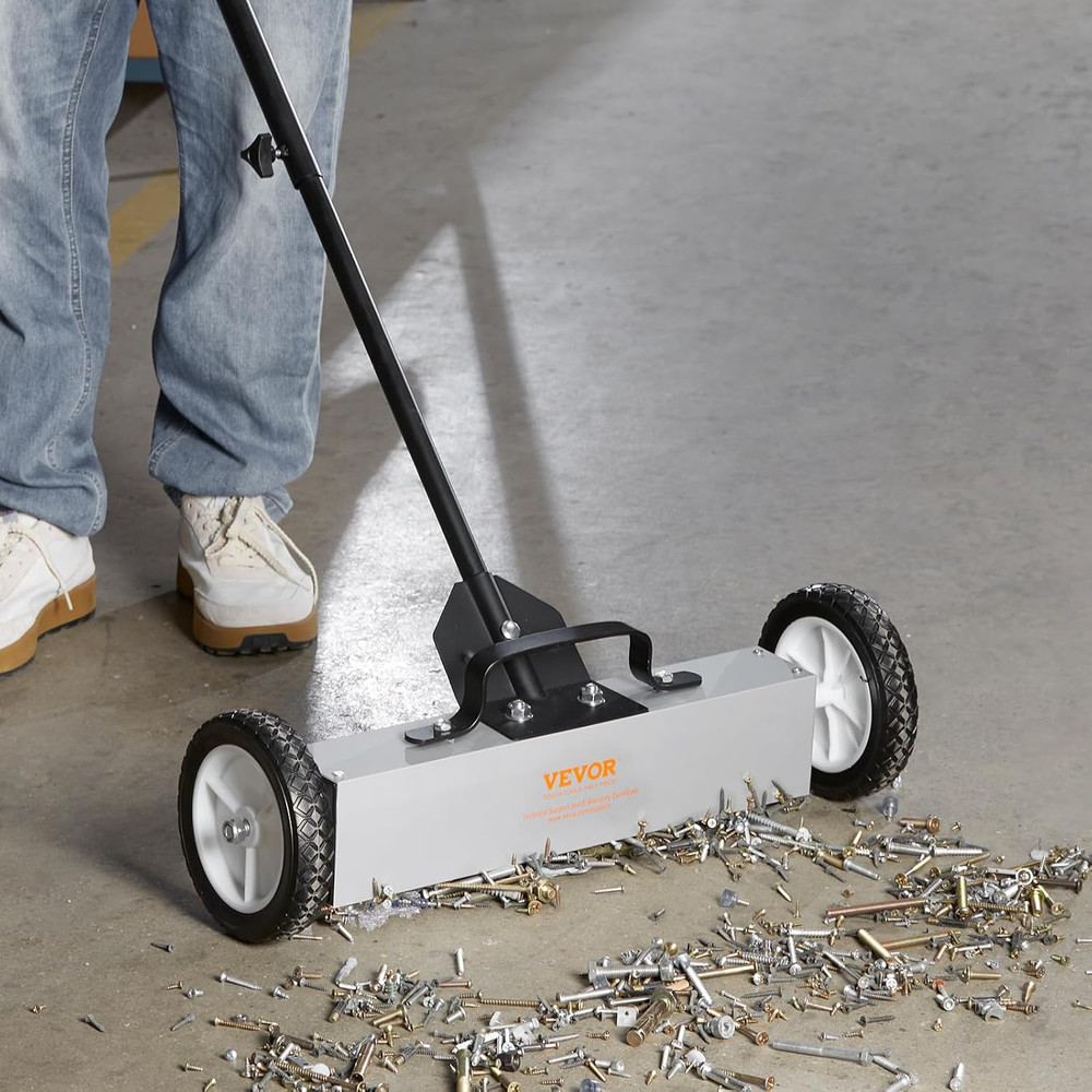 45Lbs Rolling Magnetic Sweeper with Wheels, Push-Type Magnetic Pick up Sweeper,