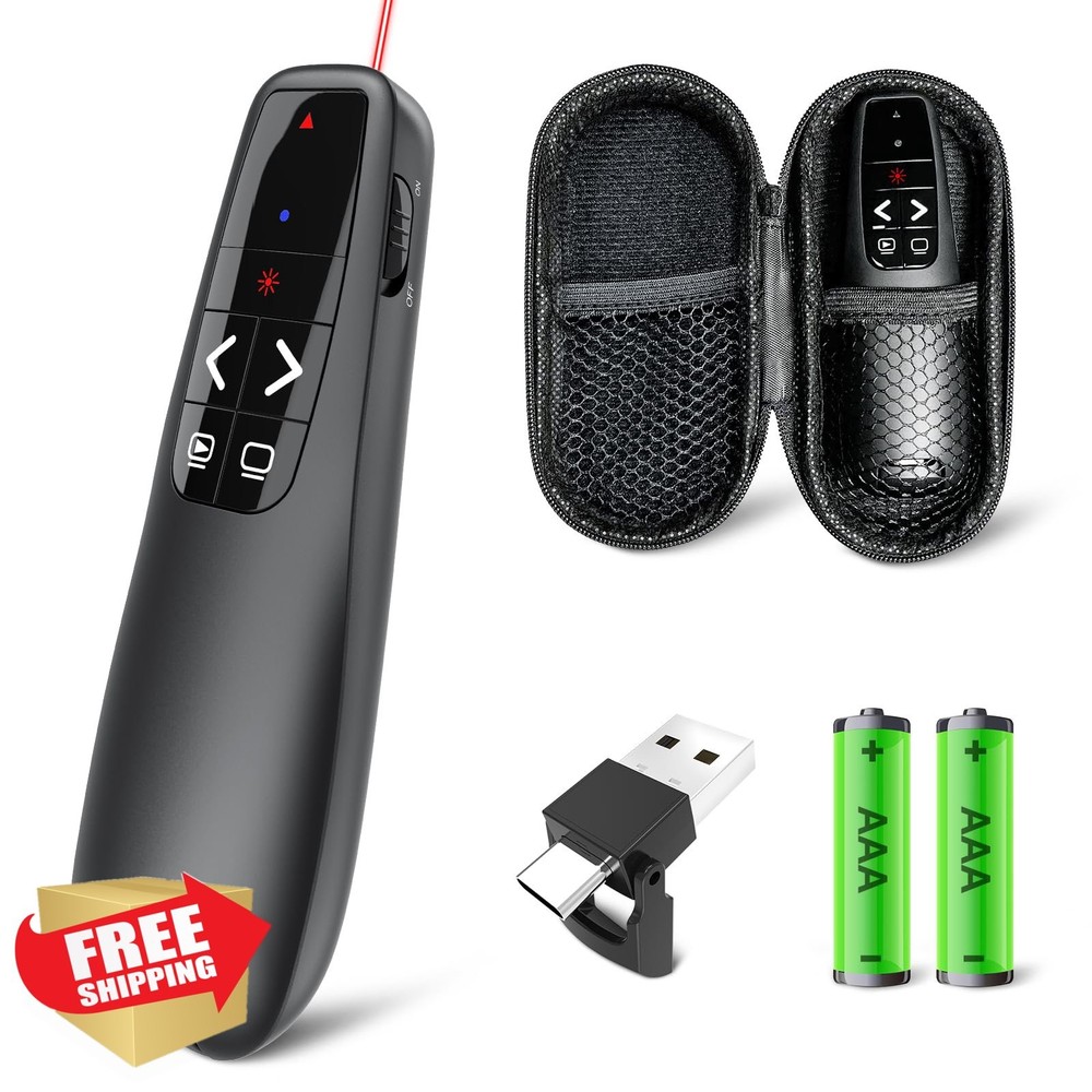 Presentation Clicker, Red Laser Pointer PPT Remote, USB C