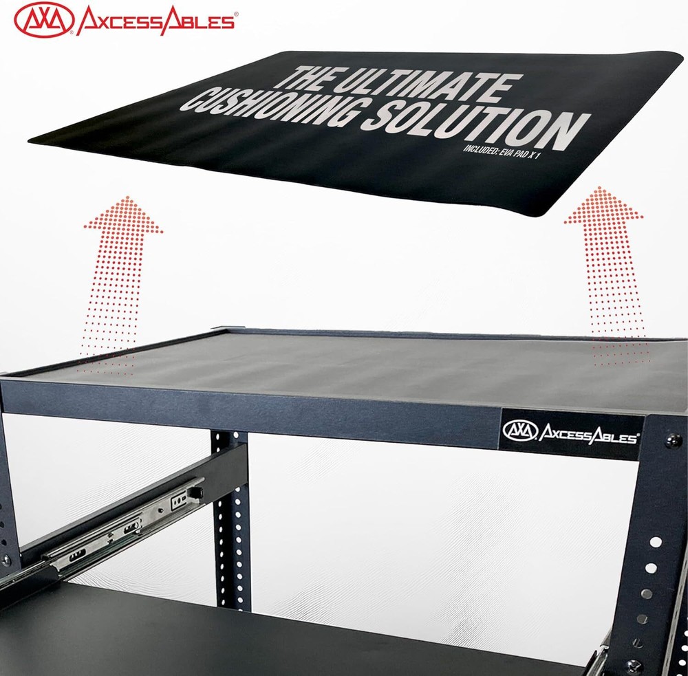 AxcessAbles Mobile AV Utility Cart with Locking Casters & Pullout Keyboard Tray