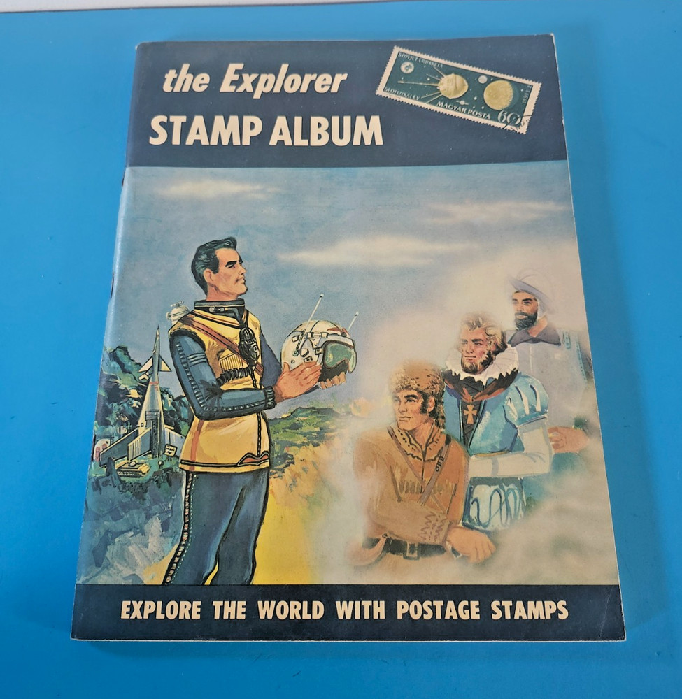 Vintage Explorer Stamp Album With Stamps 112 Pages 1961 Edition Nice Never Used