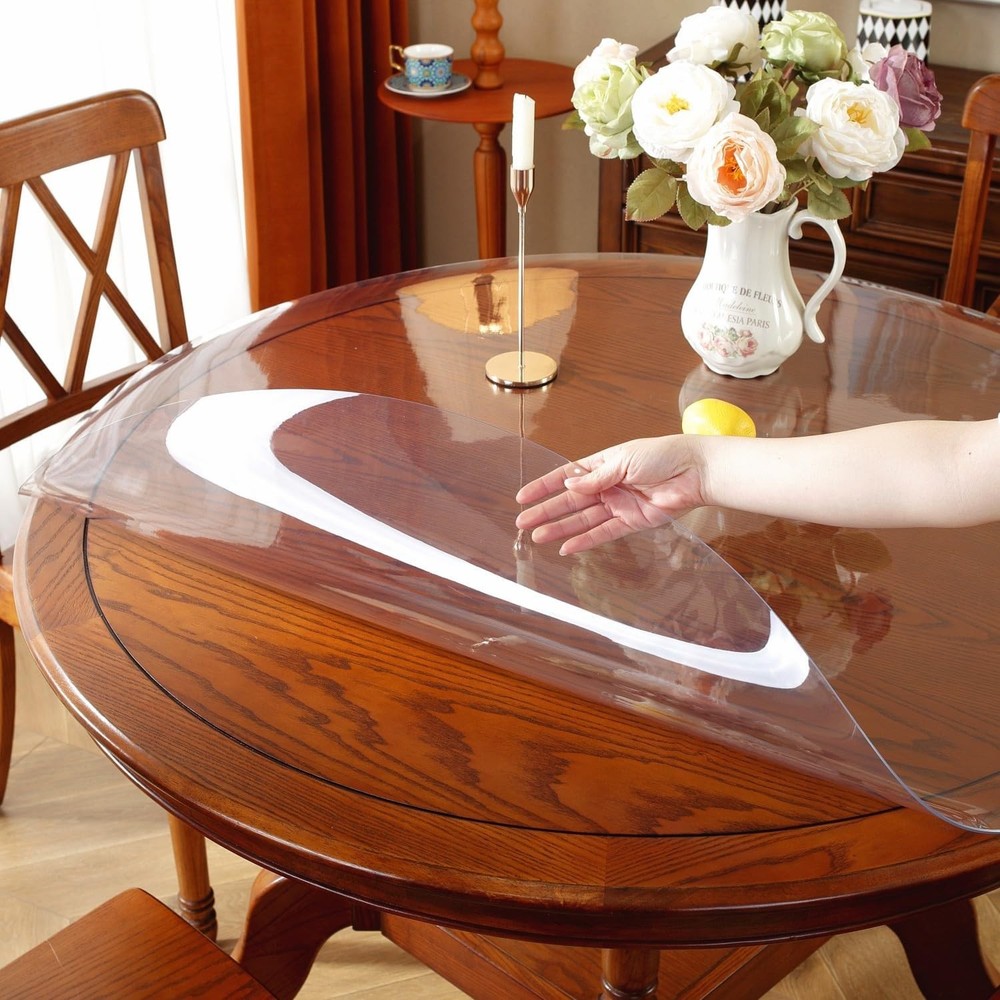 Clear Round Table Protector 47 Inch Thick Clear Table Cover Protector Round
