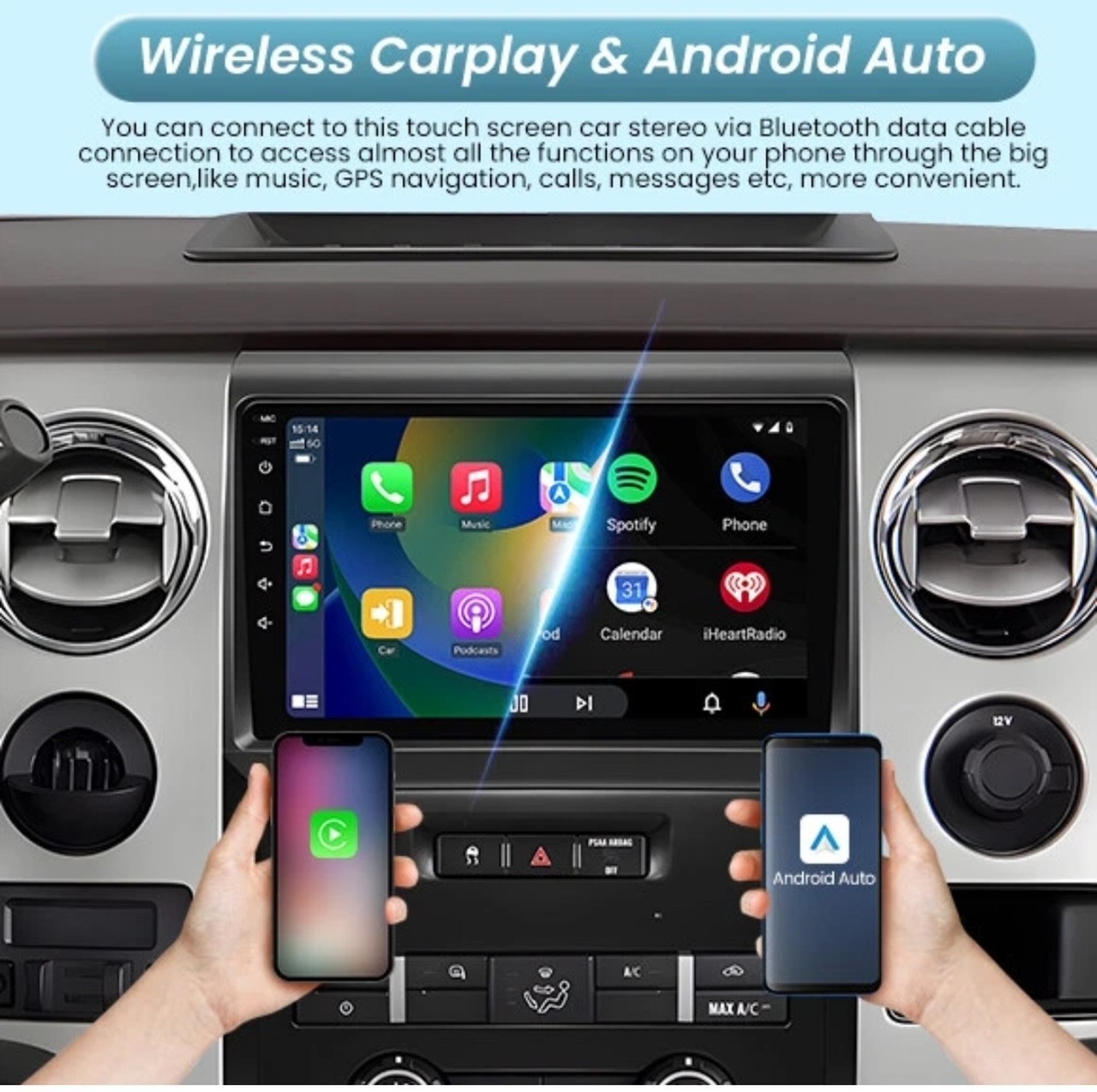 Ford F150 2009-2014 Apple Carplay Android 14 4+32G Car Stereo Radio HEAD UNIT B